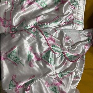 Silky Pajama Shorts Set with Golf/Martini Print